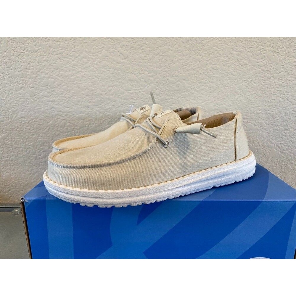 Hey Dude Wendy Stretch Canvas Off White Slip On Shoes Womens 8 Lightweight Beach - Picture 2 of 8
